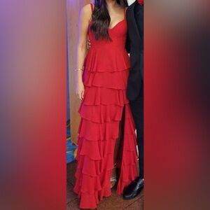 Chic Scarlet Layered Maxi Dress